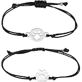 MECCANIXITY Dog Paw Bracelets for Women Memorial Bracelet for Pet Loss Paw Pet Print Rope Bracelet Handmade Adjustable String for Friendship Birthday Gift