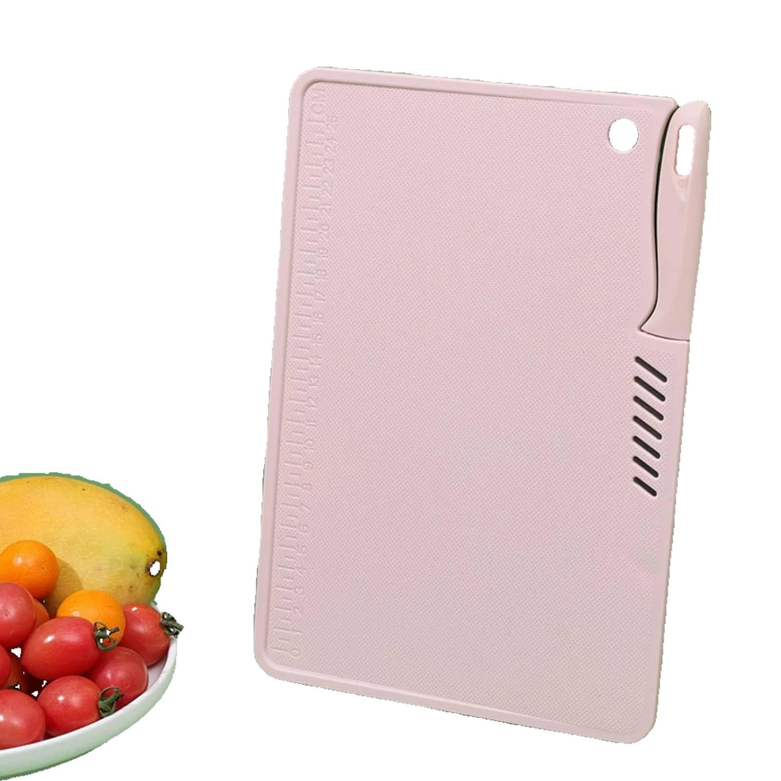 Plastic Cutting Board, Flexible Thick Small Chopping Board Cutting Mat Worktop Saver Protector with Holder for Cutting and Slicing Vegetables, Fruit, Meat and Cheese(Pink)