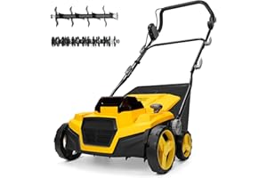 40V 15" Brushless Cordless Electric Dethatcher and Scarifier Compatible with Dewalt 20V Battery(Tool Only), w/12Gal Thatch Co
