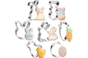 Easter Cookie Cutters 7-Piece Set, Stainless Steel Bunny Egg Carrot Chick Shapes, Holiday Baking Tools for Decorating Cookies