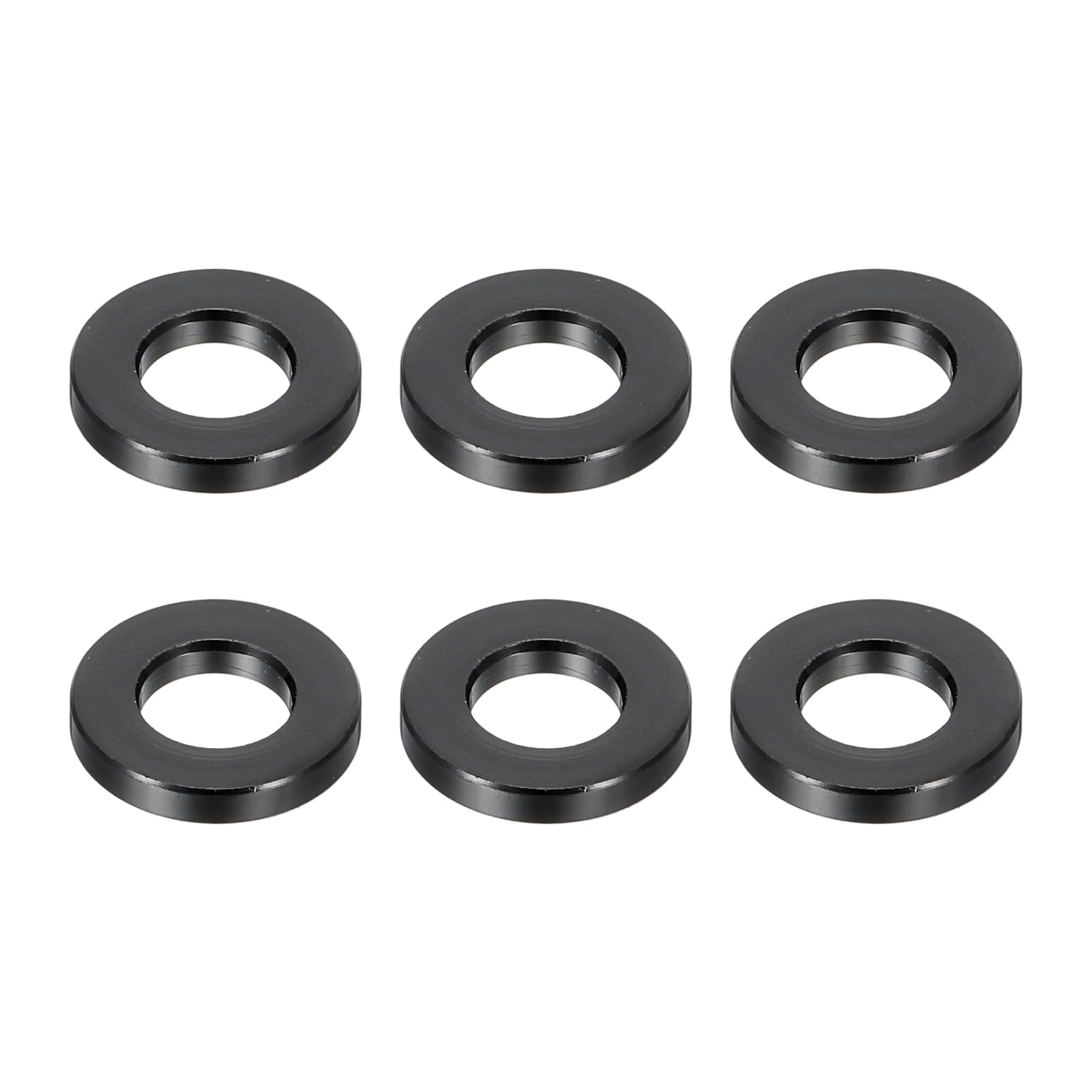 PATIKIL M6 Aluminum Spacers, 6 Pcs Metal Spacers Aluminum 6.2mm ID x 12mm OD x 2mm L Aluminum Spacer Screw Standoff Round for 1/4" or M6 Screw Bolts,Black
