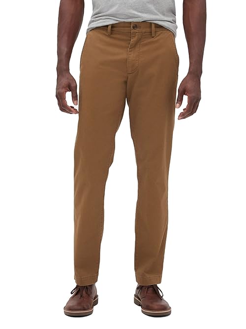 GAP Mens Essential Straight Fit Khakis, Palomino Brown Global, 32W x 34L US