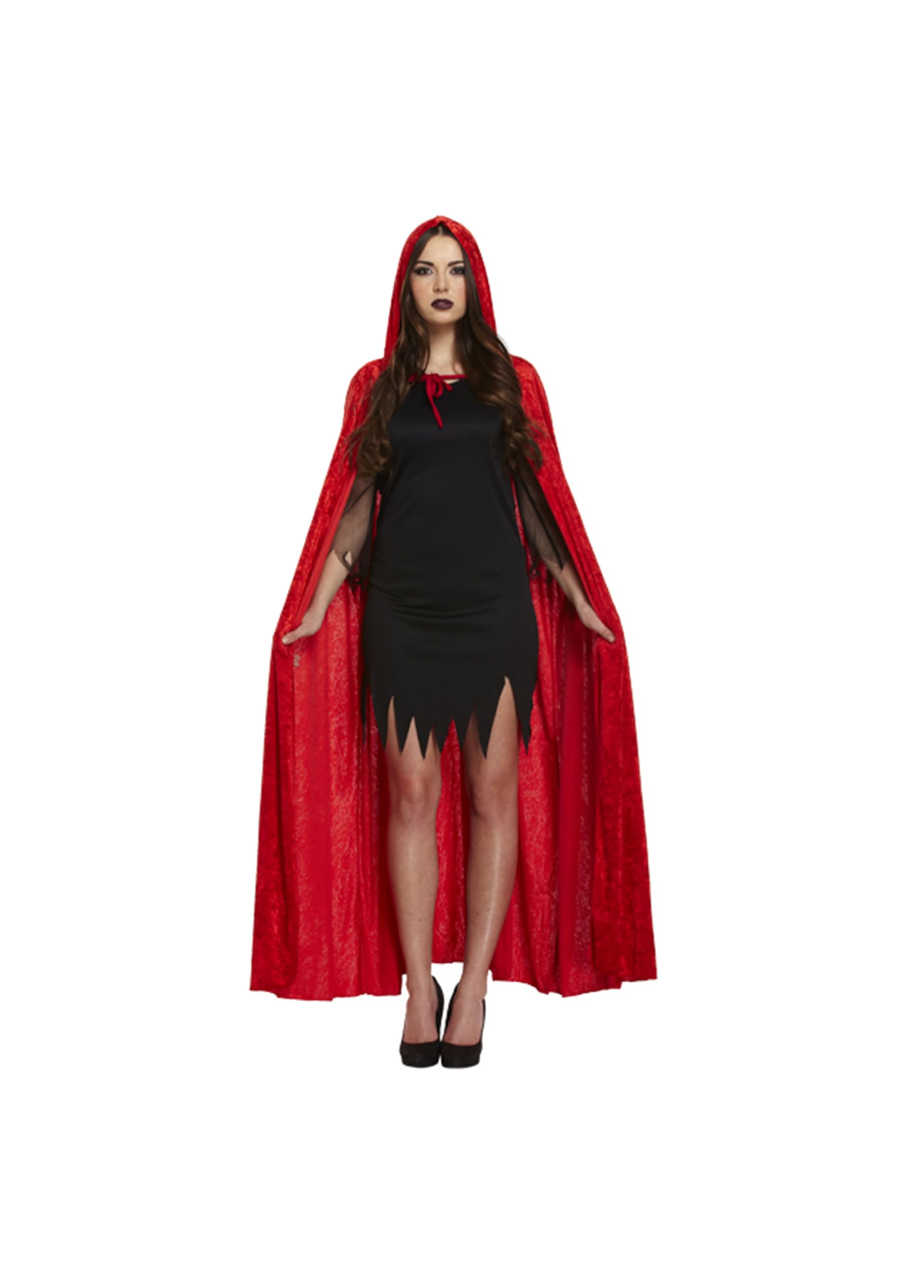 HENBRANDT Adult Red Velvet Cape with Hood Halloween Cloak Outfit for Vampire Devil Witch Red Hooded Cape Halloween Costumes Fancy Dress Costume Unisex Accessory for Men and Women