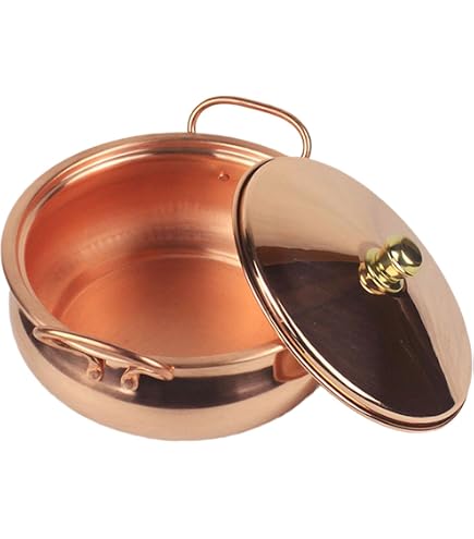 Traditional Indian Brass Patila Pot - 0.5 Liter Capacity, Bhaguna Cooking Utensil With Lid For Curries, Kheer, Milk