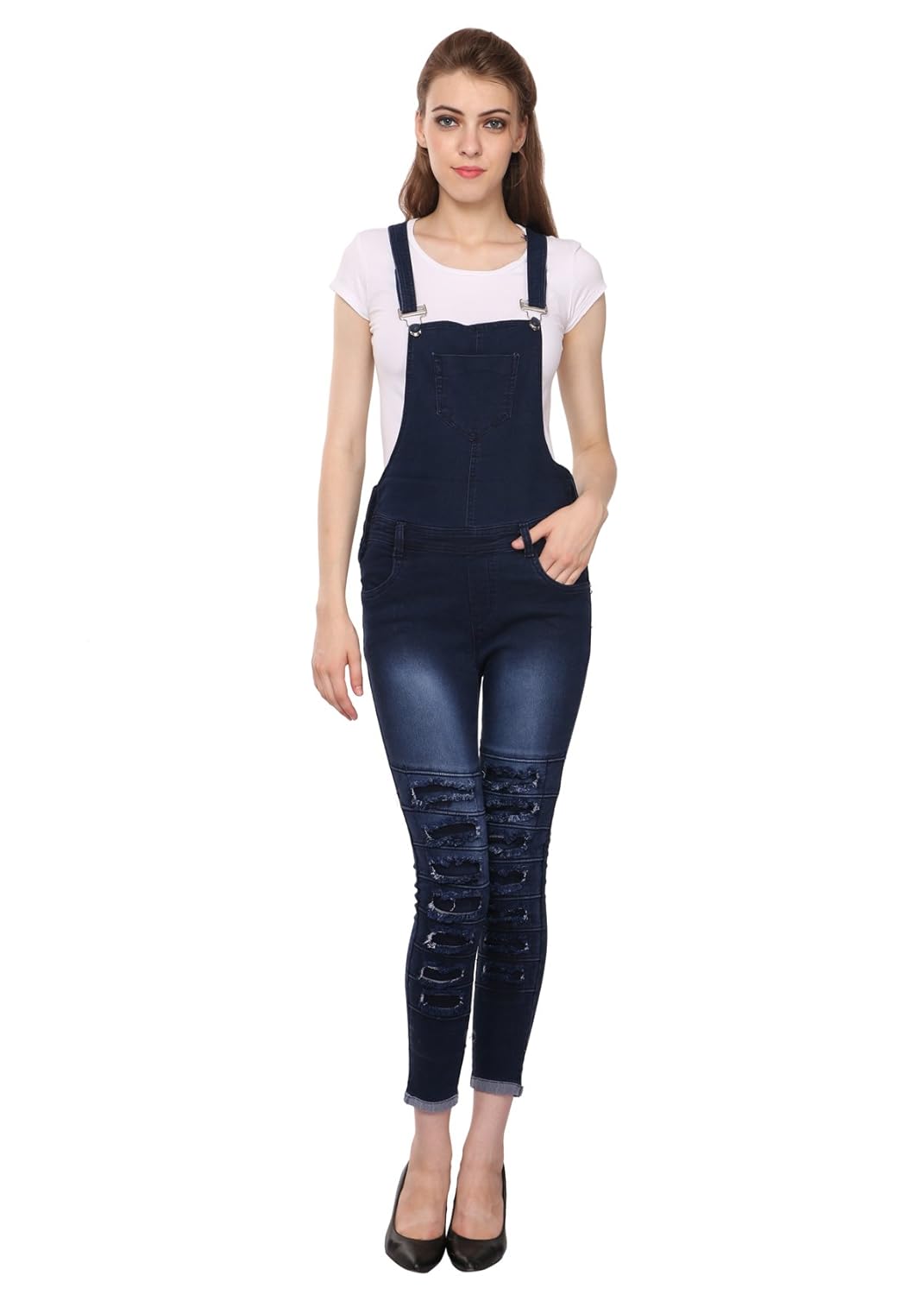 manash fashion women denim dungaree blue