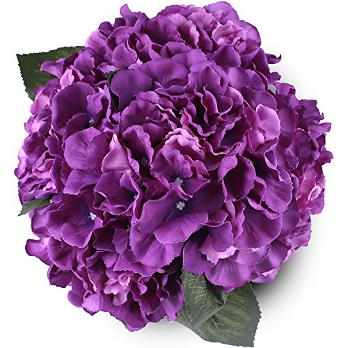 Soledi Artificial Silk Fake 5 Heads Beautiful Flower Bunch Bouquet Home  Decor Hydrangea (Purple)