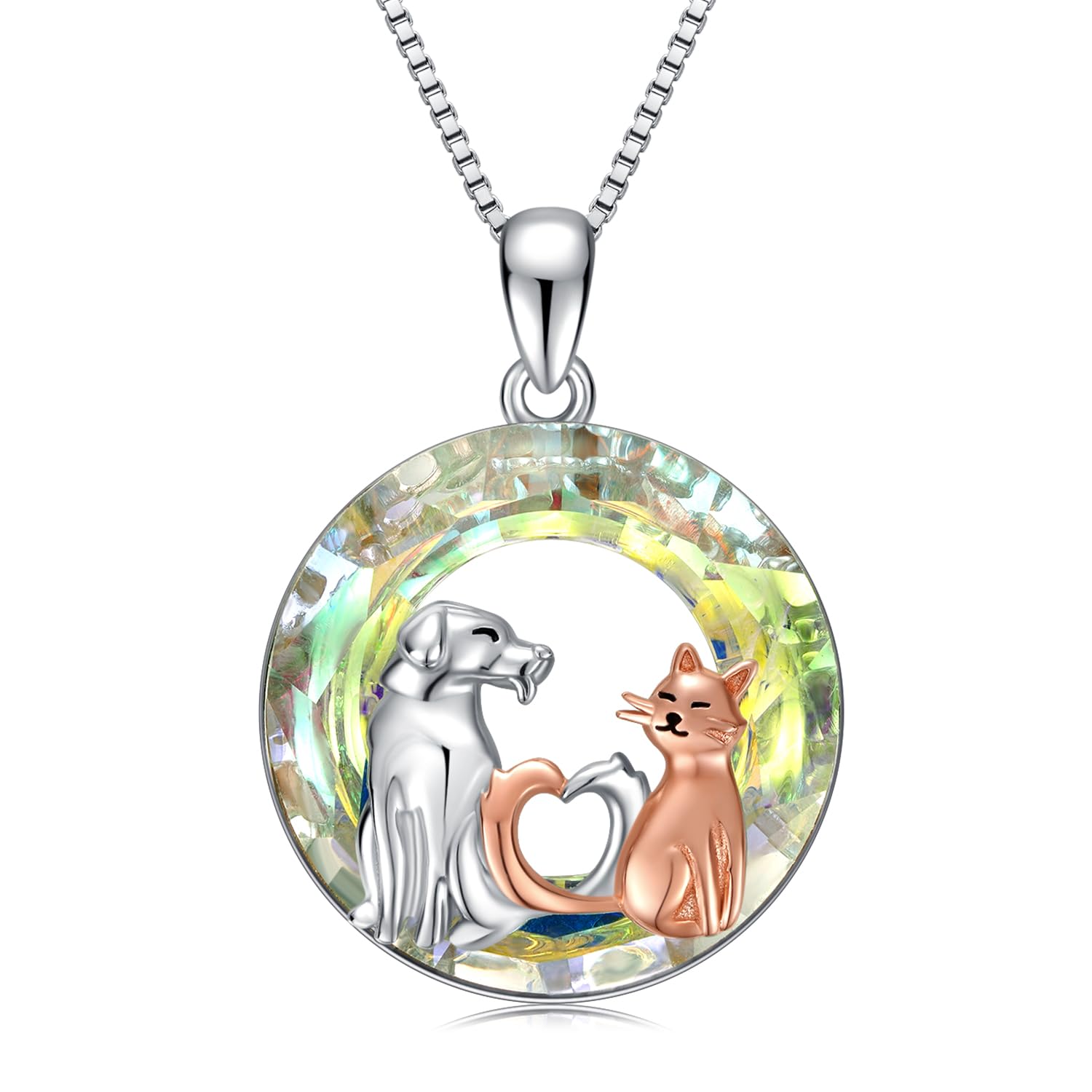 StoryMidir Dog Cat Necklace 925 Sterling Silver Dog Crystal Pendant Necklace Animal Pet Memorial Jewelry Gifts for Women Girls
