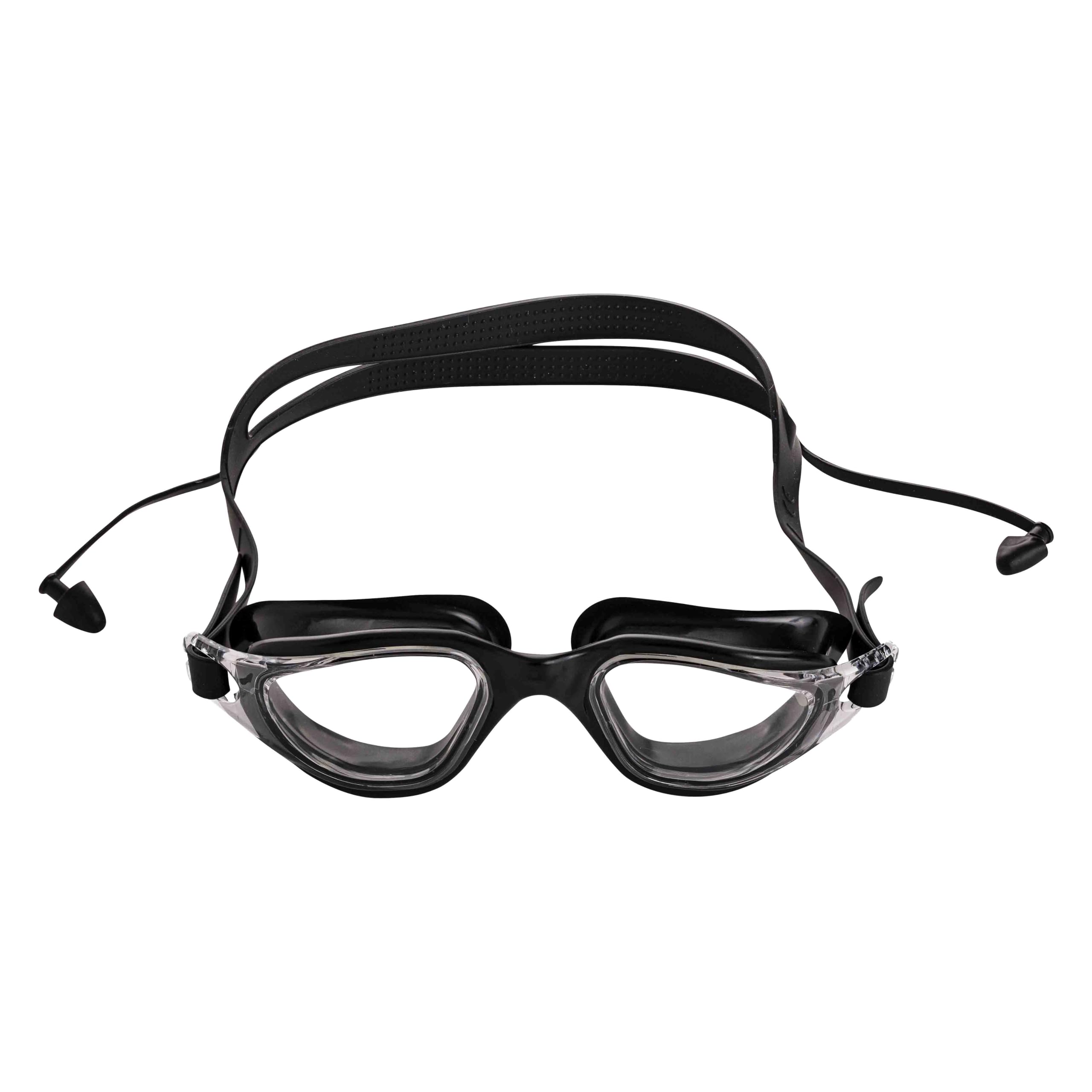 Endless EL1002 Stylish Swimming Goggle with Anti-Fog and UV Protection | Black | Material : Silicon, Plastic | With Adjustable Strap and Ear Buds | Soft Silicon Gasket for Leak Proof | With Hard Case