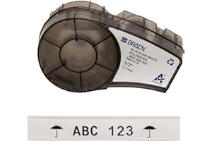 Brady M21-500-423 21' Length, 0.5" Width, B-423 Permanent Polyester, Black on White Color, BMP 21 Mobile Printer ID Pal and L