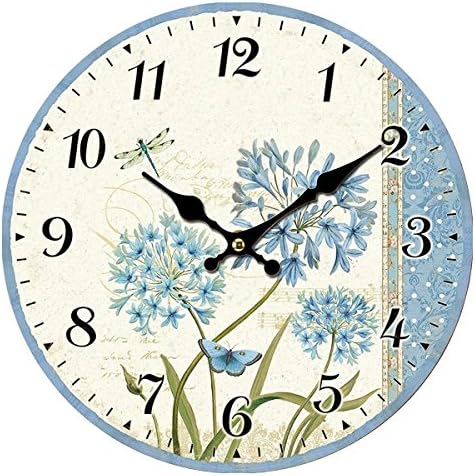 Wood Wall Clock, 12 inches Retro Style Non Ticking Silent Quartz Decorative Wall Clock for Room and Kitchen