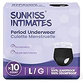 SUNKISS INTIMATES Disposable Period Underwear for Women with Heavy Flow, Low-Rise Unscented Postpartum Essentials, Black, Large, 10 Count