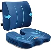 SAIREIDER Chair Cushion and Lumbar Support Pillow for Office Chair, Car Seat Cushions Back Support Pillows, Memory Foam Chair Support for Back&Lumbar, Relieve Tailbone Pain and Sciatica (Blue)