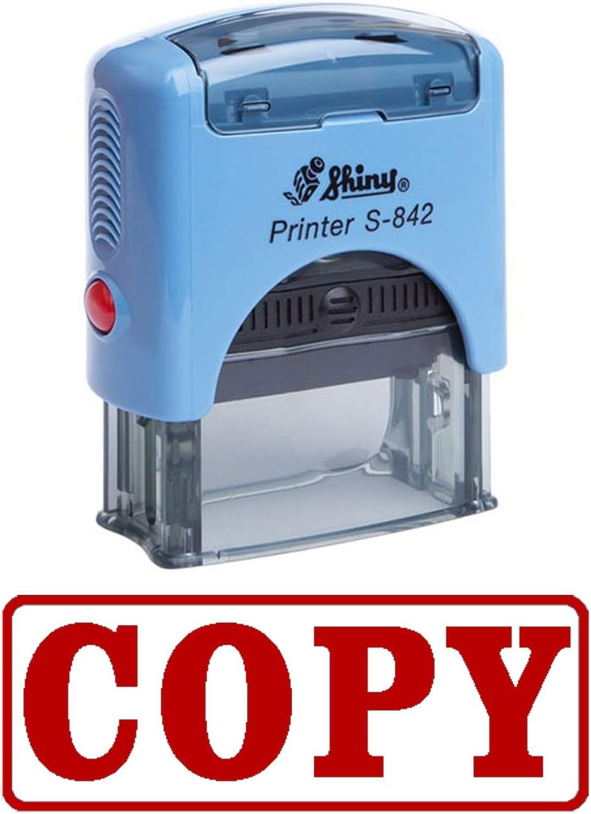 Printtoo Copy Self Inking Rubber Stamp Office Stationery Custom Shiny Stamp, Red Ink, 14 mm x 38 mm