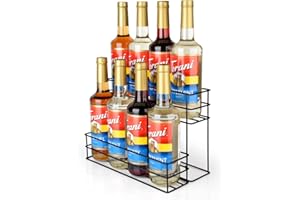 kimilus 8 Bottle Capacity Coffee Syrup Organizer 2 Tier Coffee Syrup Stand Shelf for Coffee Bar Kitchen Small Wine Rack for Bar Family Storage for Syrup Wine Dressing