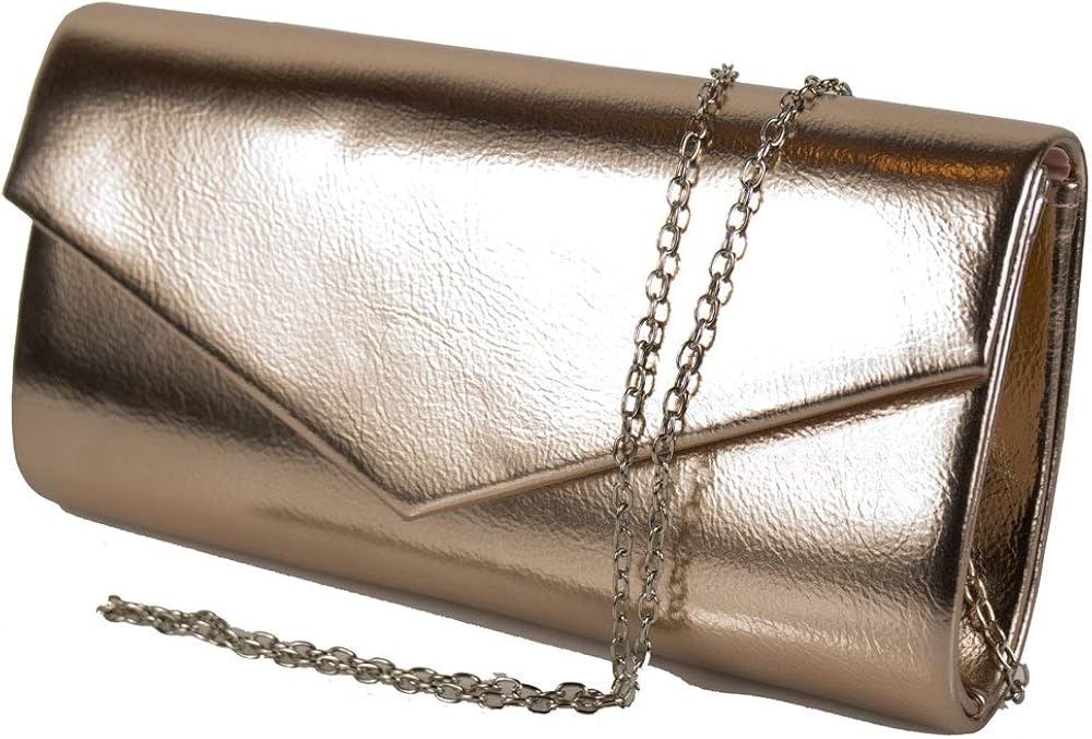 Pochette donna elegante da cerimonia gioiello per ragazza x signora borsa a  busta mano clutch matrimonio sera giorno borsetta con tracolla catena  semplice classica in Ecopelle laminato Donna urban-earth.co.uk