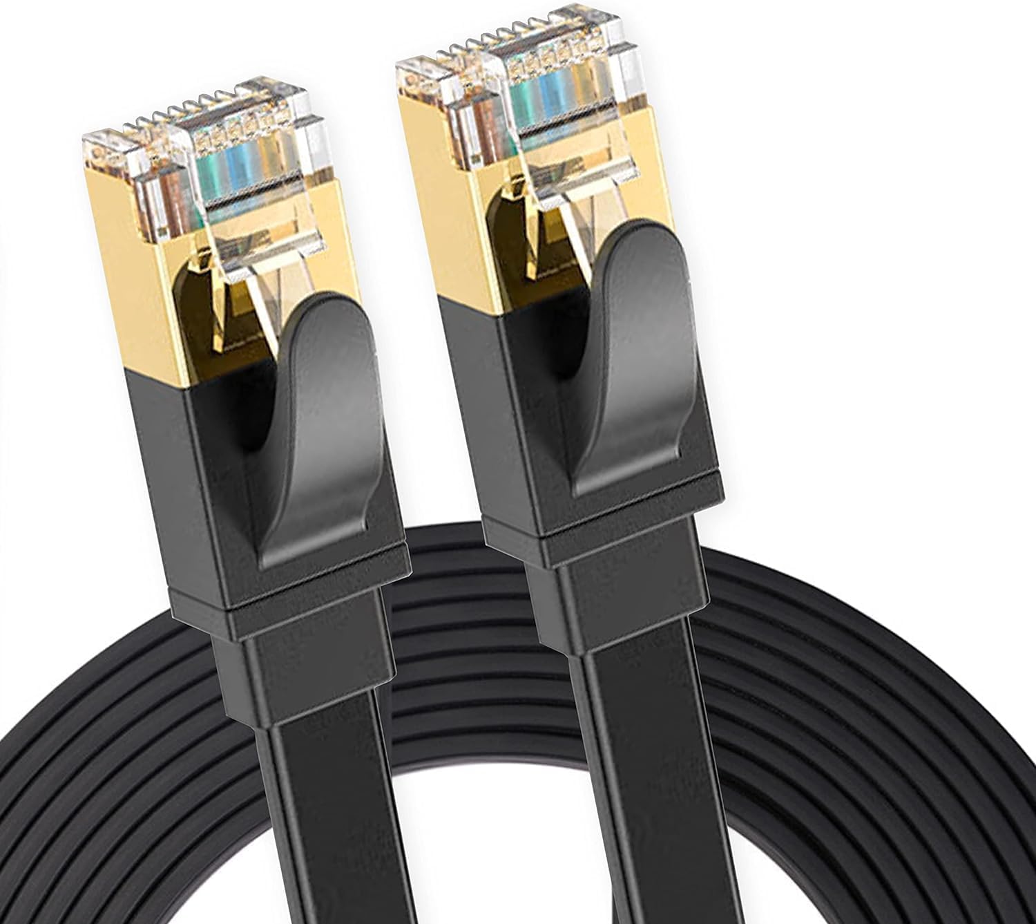 Elfcam® - Cat 8 Ethernet Cable High-Speed Flat Gigabit RJ45 LAN Patch Cord with 30AWG 40Gbps 2000Mhz/s FTP POE Compatible with Internet Router Modem Smart TV PC & Laptop PS5 PS4 Switch Modem (3,5M)