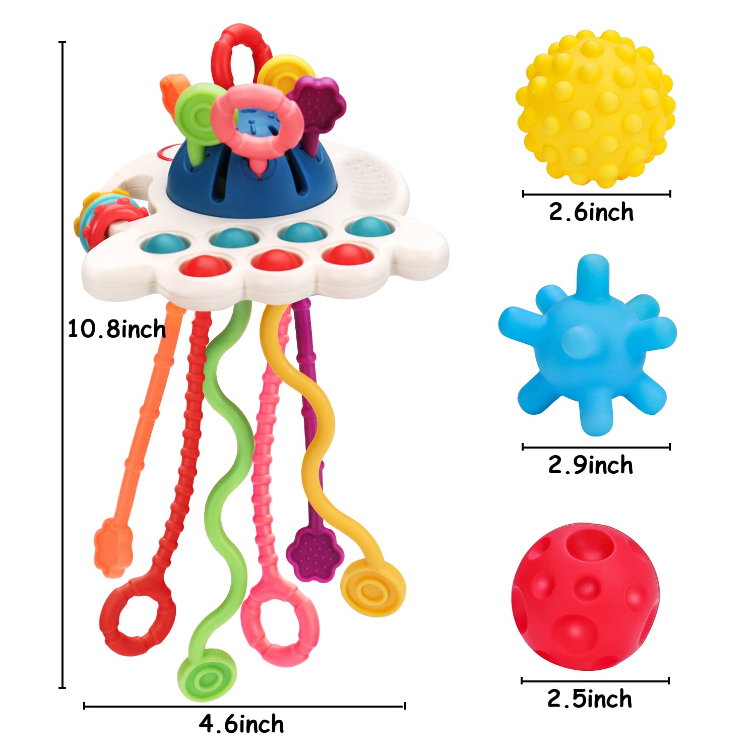 Baby Sensory Montessori Toys for 6-12-18 Months Sensory Balls Pull String Toys for Babies 0-6 Months Teething Developmental Toy for 1 Year Old Boys Girls Christmas Birthday Gifts 9-12 Month Old Infant
