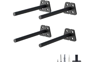 NEODROP 4-Pack 6 Inch Hidden Floating Shelf Bracket, Heavy Duty Blind Shelf Support Hardware | Invisible Wall Brackets for Kitchen, Fireplace Mantel Wood Shelves | Black Powder Coated Solid Steel