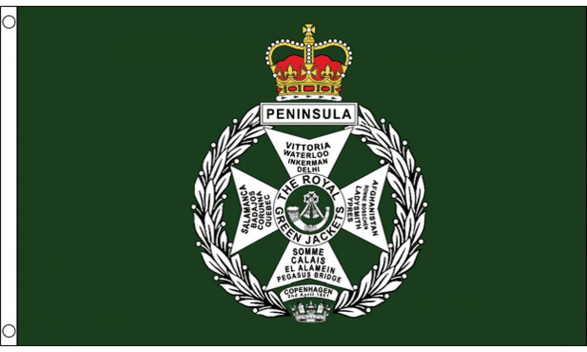 AZ FLAG - Royal Green Jackets Of The British Army Flag - 3x5 Ft - 100D Polyester Rgj Banner with Two Metal Grommets - Fade Resistant - Vivid Colors - 3' x 5' Feet - 150x90 Cm