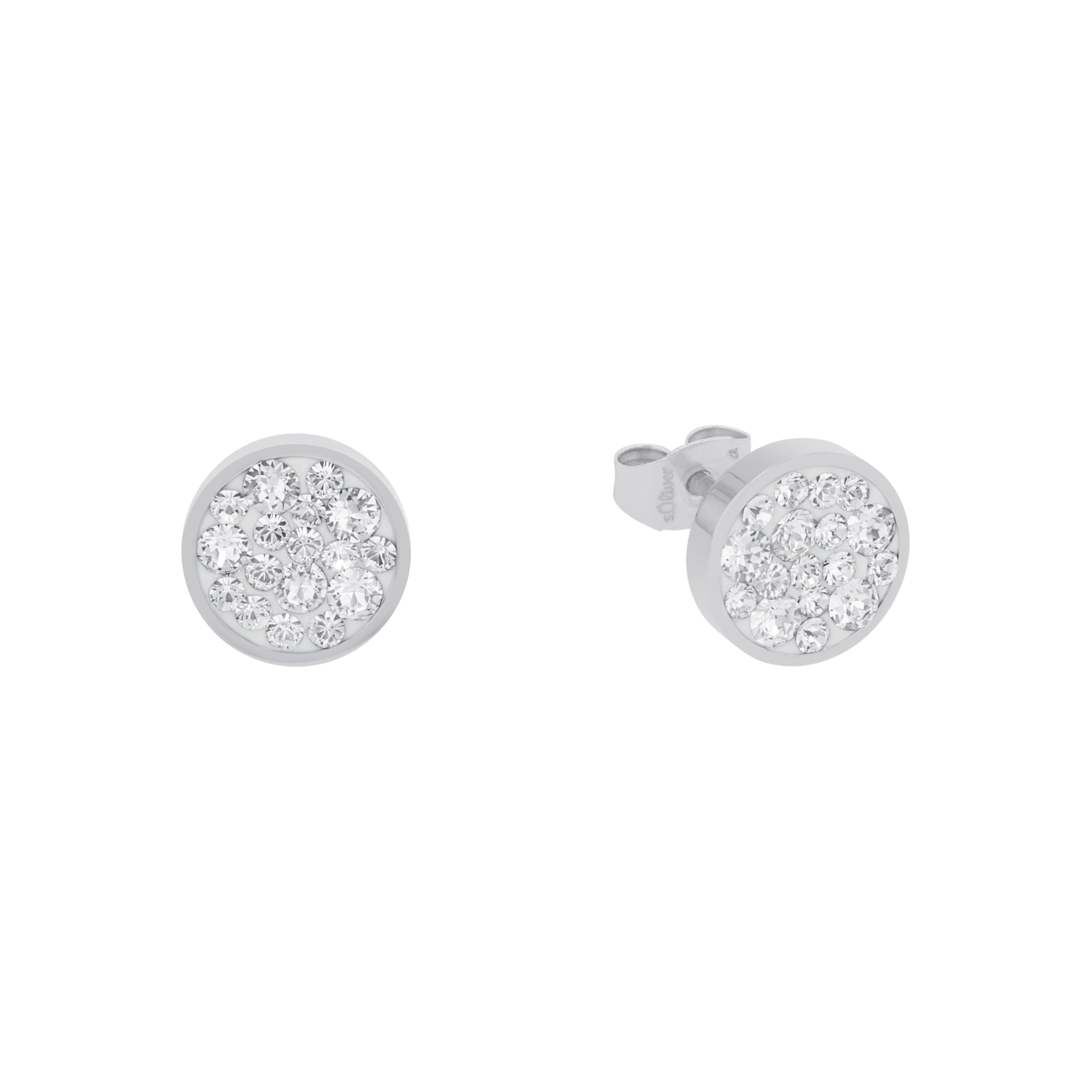 s.Oliver Stud earrings Women Ear jewelry, with Crystal, 10 cm, Silver, Comes in jewelry gift box, 2022661