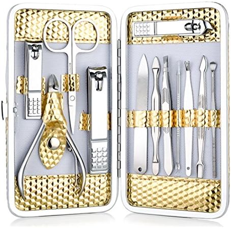 Professional Grooming Kit, Nail Tools with Luxurious Travel Leather Case,12 in 1 Stainless Steel Professional Nail Clipper Travel Set, Manicure Set, Pedicure Kit, Nail Clippers Set of 12Pcs