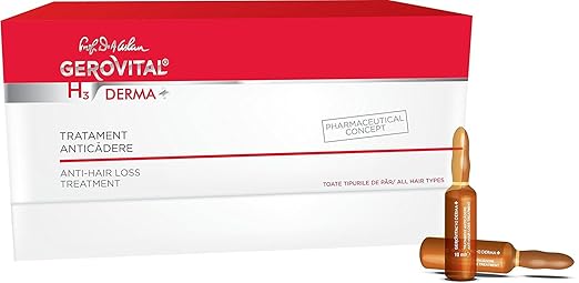 GEROVITAL H3 Derma+ Haarkur Pflegeset mit 12x 10ml Ampullen. Vorbeugend dem Haarausfall & zur Erhaltung des gesunden Haares, 