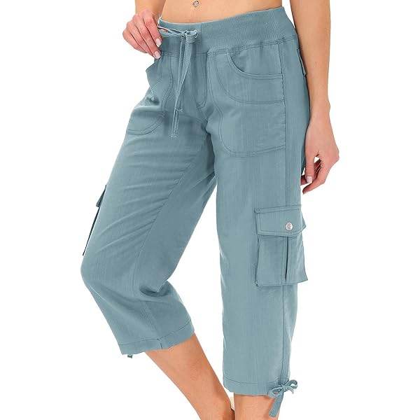 Ropa Casual Cómoda Mujer Pantalones Cargo Para Mujer - Capri Deportivos Con Múltiples Bolsillos, Talla L Pantalones Cargo Mujer