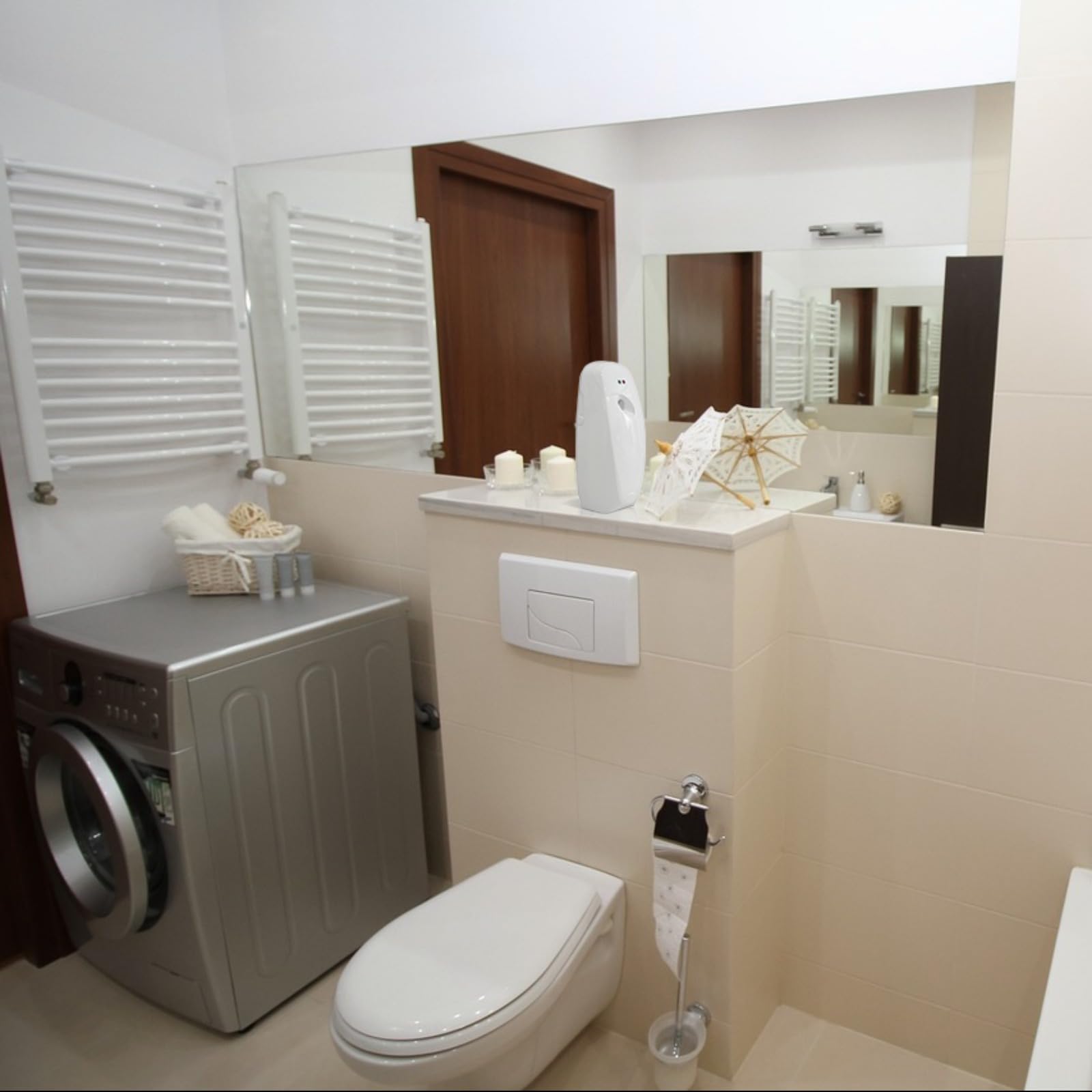 Automatic Air Freshener Dispenser 2-Pack,Histely Auto Air Freshener Spray Dispenser Wall Mounted or Free Standing Battery Powered w/Interval Spray Setting for Commercial & Home Use,No Drilling(White)