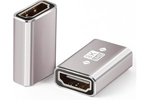 2-Pack HDMI Female to Female Coupler 8K, HDMI 2.1 Extender Adapter 8K@60Hz 4K@120Hz UHD 3D, HDR, eARC for Laptop, PC, Monitor