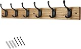 keypak 6 Matte Black Coat Hooks on Ash Board 68cm Modern Wall Mounted Rack view 1