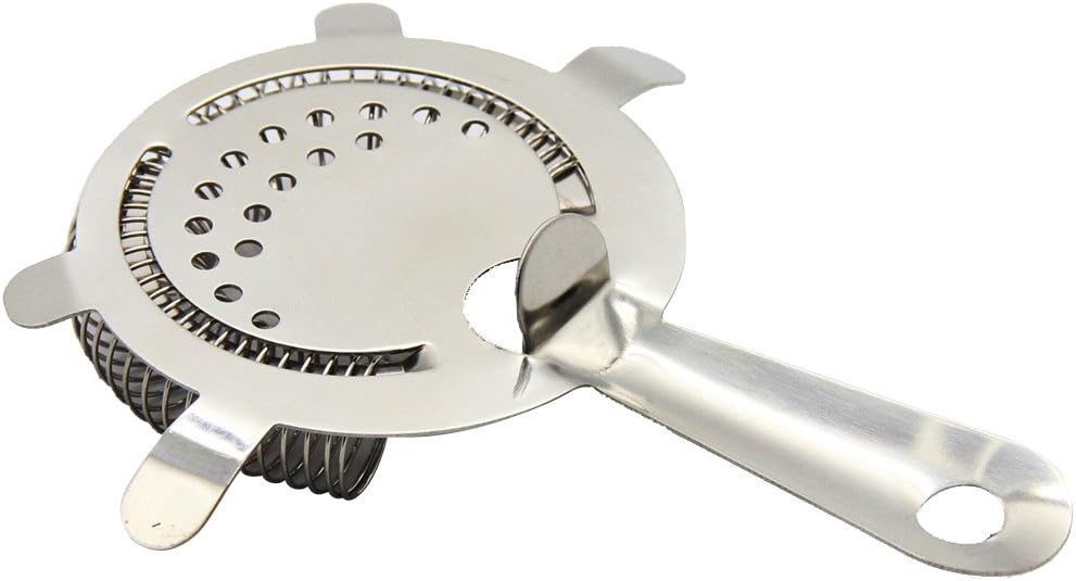 Evilandat Stainless Steel Cocktail Bar Strainer Hawthorn with 4 Prongs and Wire Spring