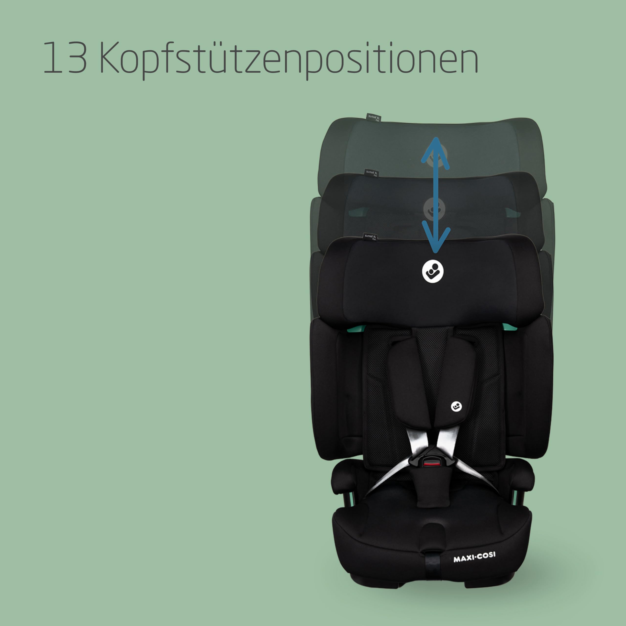 Maxi-Cosi Nomad XL Plus, Mitwachsender Kindersitz 9-36kg, 15 Monate - 12 Jahre, 76-150cm, Klappbarer Kinderautositz, Ultrakompakt & Leicht, G-CELL Seitenaufprallschutz, Reisetasche, Authentic Black 9