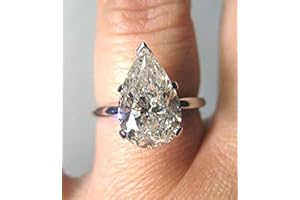 Cutesmile Fashion Jewelry 5 Carats Teardrop Pear Cut Cubic Zirconia CZ Rhodium Plated Sterling Silver for Women Solitaire Wedding Engagement Ring (7)