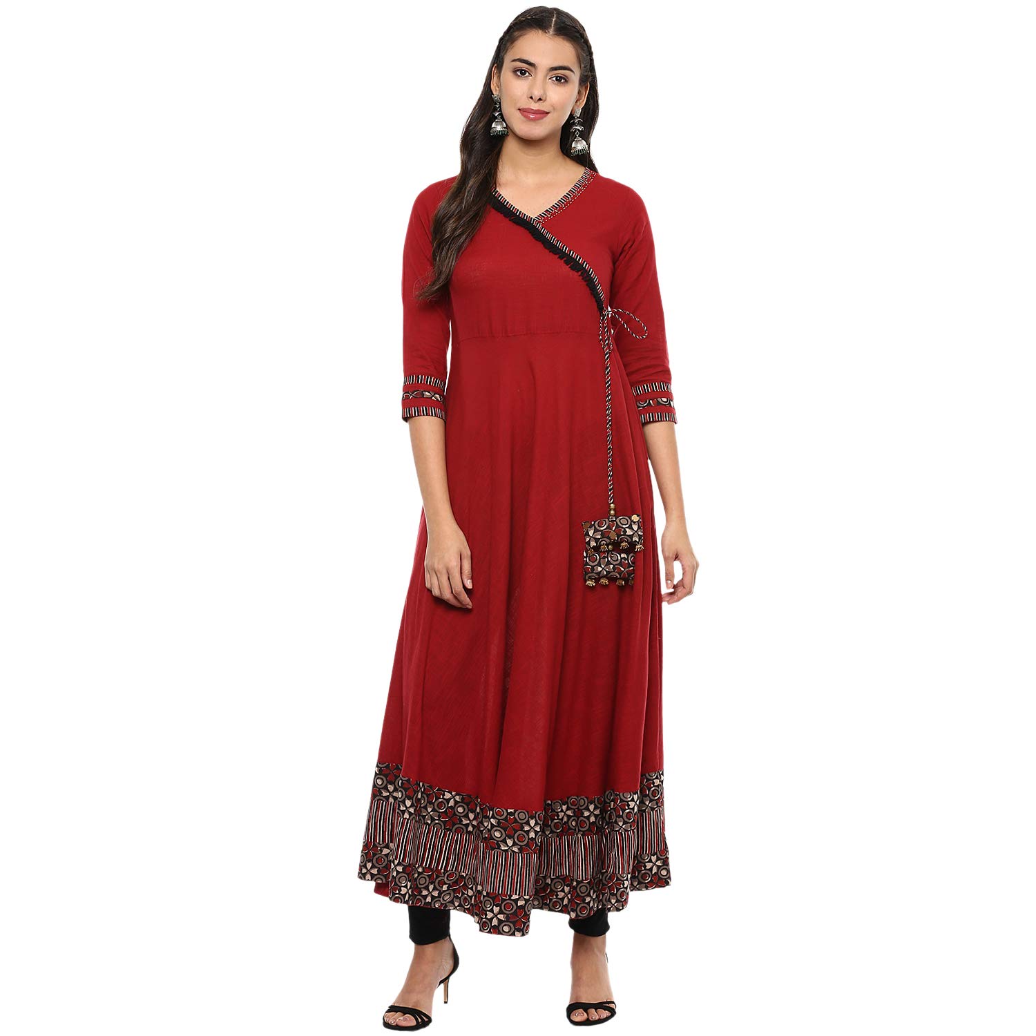 Yash Gallery Women's Rayon Printed Angrakha Kurta