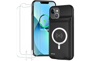 SNRONEW Battery Case for iPhone 13, Full Encircle 10000mAh High Capacity Rechargeable Portable Charger Case Extended Battery Pack Compatible with iPhone 13 (6.1 inch) Wireless Charging Case with Carplay-Black