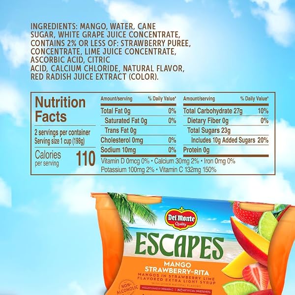 DEL MONTE ESCAPES MANGO STRAWBERRY – RITA 2-7 OZ CUP