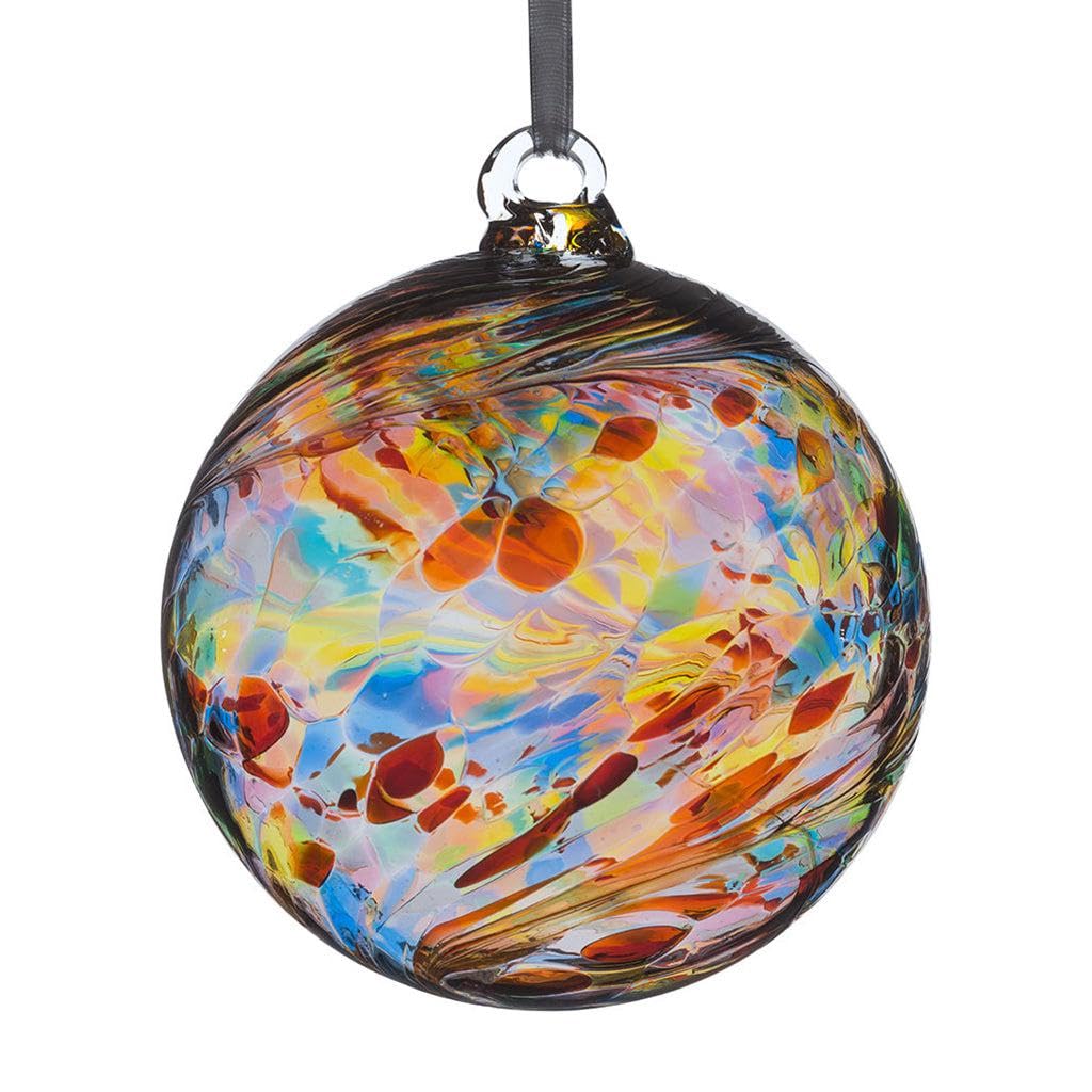Sienna Glass 8cm Multi-Coloured Friendship Ball – Handcrafted Glass Ornament – Gift Boxed Hanging Decoration – Unique Handmade Keepsake for Birthdays, Home, Garden​