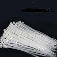 White Zip Ties 8 Inch Heavy Duty Self Locking Zipties Bulk Tensile Strength 40 Pound Clear Industrial 8" Wire Cable Ties Wrap