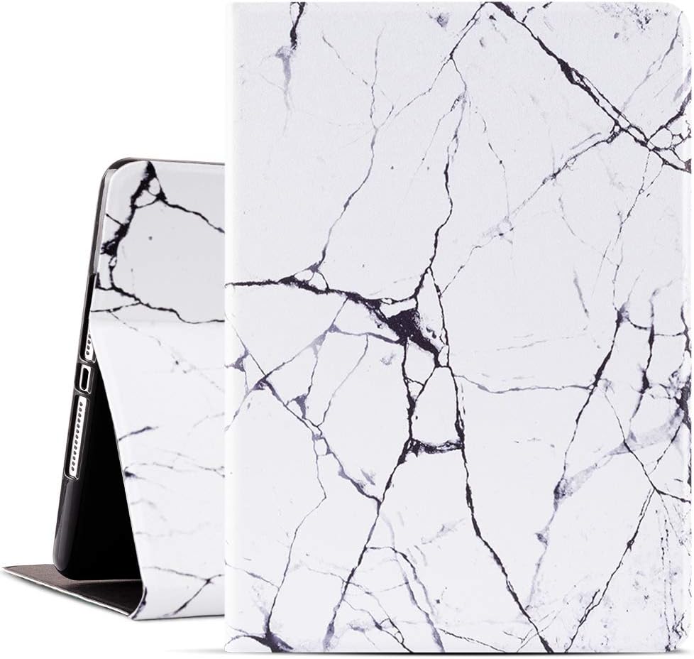 TeenGrow iPad 9.7 Inch Case 2018/2017, ipad Air 2,ipad Air case, Ultra Slim Lightweight PU Leather Folio Smart Cover, Soft TPU Protective Back Case with Auto Sleep/Wake (White Marble)