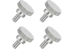 MECCANIXITY 4 PCS M6 x 10mm Flat Knurled Head Thumb Screws,304 Stainless Steel Fully Threaded Thumbscrew Bolts Fasteners for 