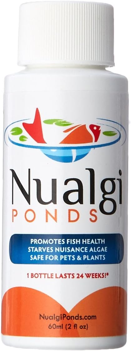 Nualgi Ponds - Natural Algae Control, Water Clarifier & Algaecide Alternate - 100% Safe for All Fish, Plants & Animals (1 x 60ml)