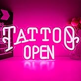 Tattoo Open Neon Sign for Wall Decor Tattoo Led Sign Dimmable Striking Neon Light Up Signs for Business Bar Pub Hotel Man Cave Tattoo Shop Studio