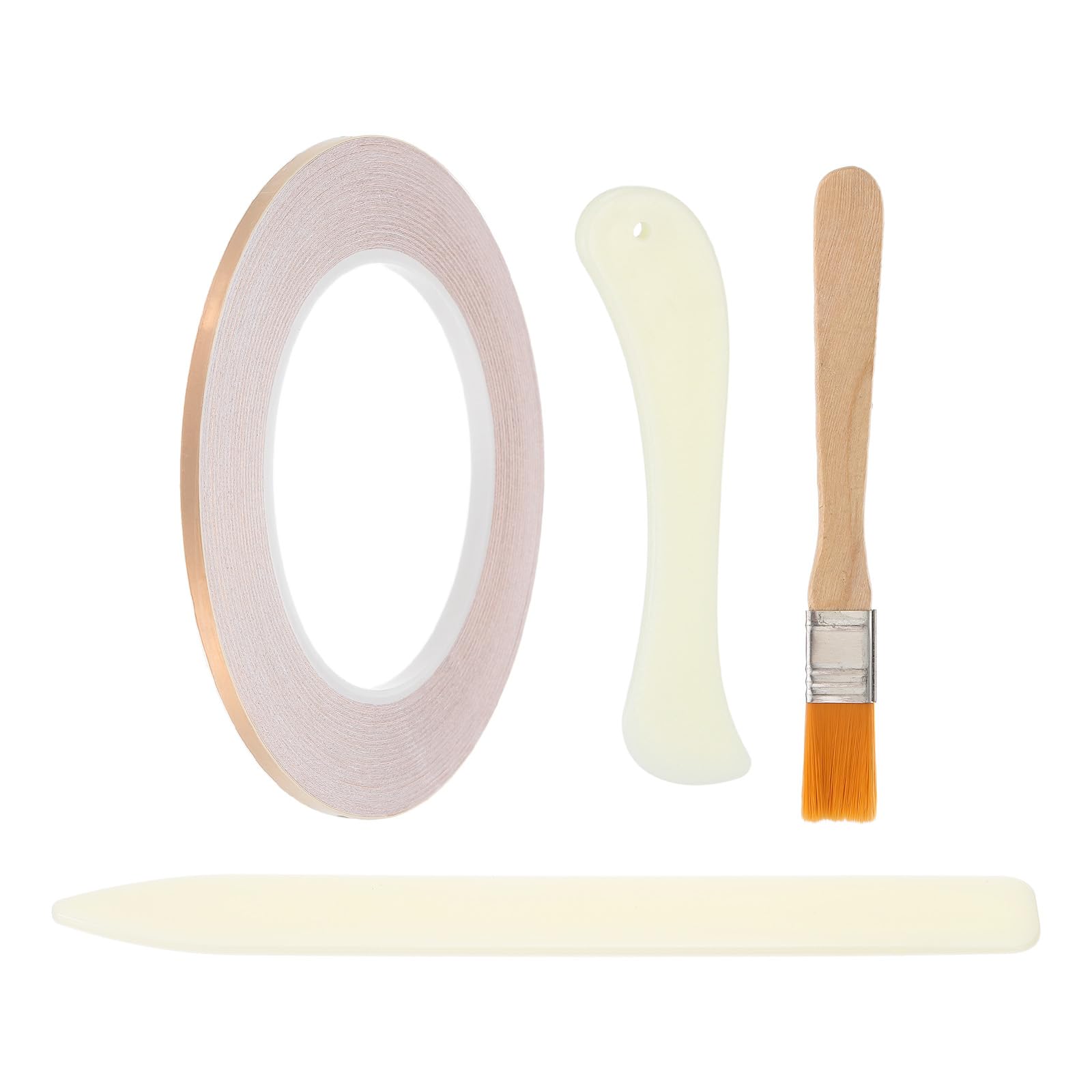 PATIKIL 36 Yard 1/6 Inch Copper Foil Tape, Copper Tape with Single-Sided Conductive Stained Glass Foil Tool with Scraper and Brush for Stained Tools DIY Crafting