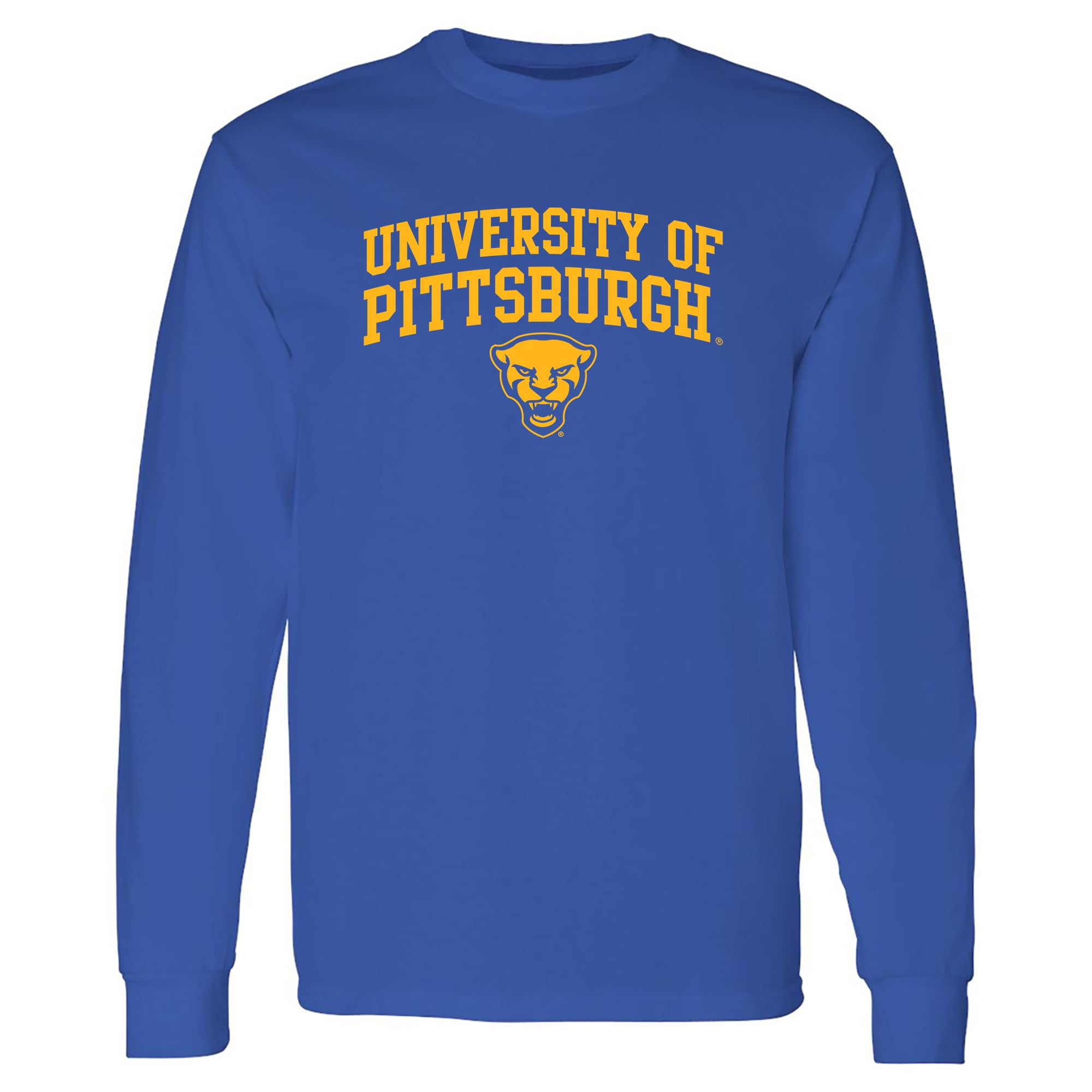 AL02 - Pittsburgh Panthers Arch Logo - University Sports Team Long Sleeve T Shirt - 3X-Large - Royal Image