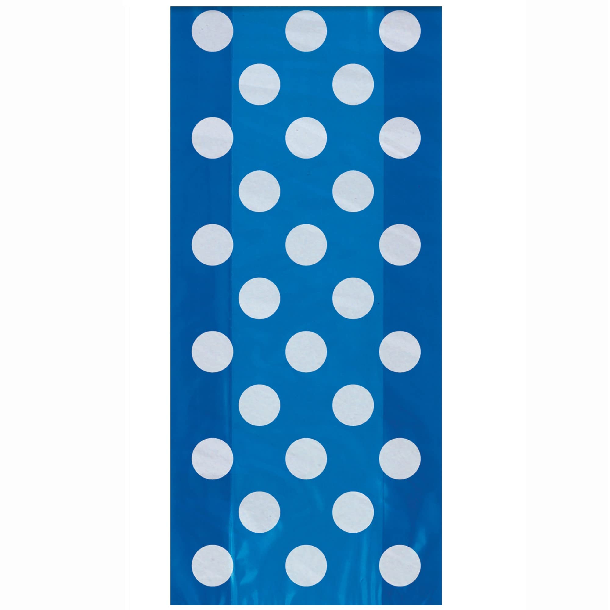 Royal Blue Polka Dots Cellophane Bags (27cm x 12cm) Pack of 20 - Stylish Gift and Treat Bags for Parties and Events