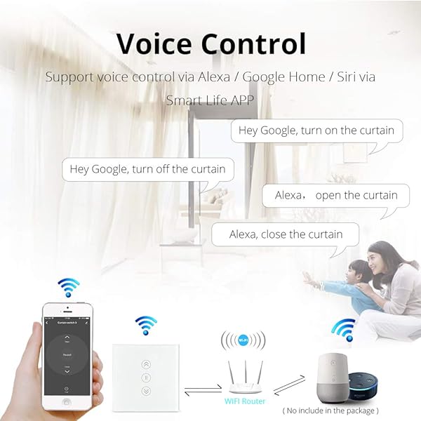 Yagusmart Interruptor Elctrico Elegante de las Persianas de WiFiSe requiere cable neutroCompatible con Alexa y Google HomeControl de APP y Funcin de Temporizador