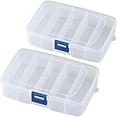 2 Pack Transparent Plastic Bead Organizers (5 Grids),Craft Organizers and Storage Beads Organizer, Art DIY, Crafts Jewelry Storage, Fishing Tackles, Size 5.51 x 3.54 x 1.38 in