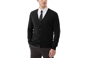 Kallspin Men's Cardigan Sweaters Wool Blend V Neck Button Down Sweaters with Pockets