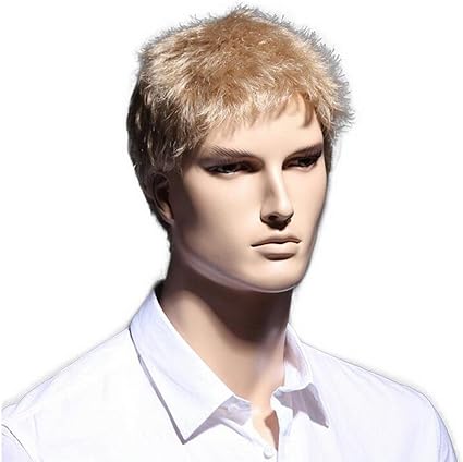 Amazon Com 6inch Straight Golden Short Wig Natural Hair Men Heat