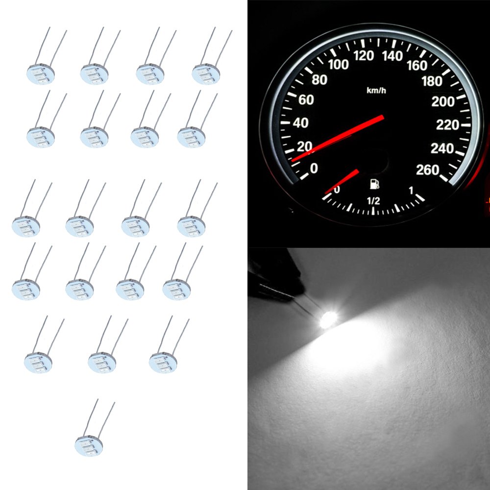 CCIYU 20Pcs 4.7mm-12v Car White Mini Bulbs Lamps Indicator Cluster Speedometer Backlight Lighting Replacement fit for GM GMC